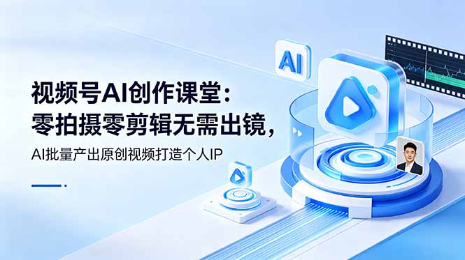 视频号AI创作课堂：零拍摄零剪辑无需出镜，AI批量产出原创视频打造个人IP-冒泡网