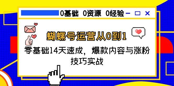 蝴蝶号运营从0到1，零基础14天速成，爆款内容与涨粉技巧实战-冒泡网