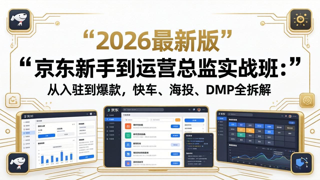 京东新手到运营总监实战班：从入驻到爆款，快车、海投、DMP全拆解，2026最新版-冒泡网