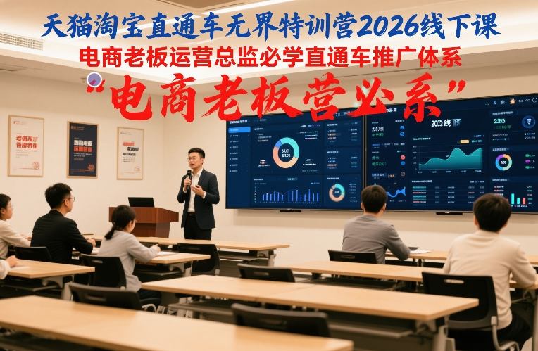 天猫淘宝直通车无界特训营2026线下课,电商老板运营总监必学直通车推广体系-冒泡网