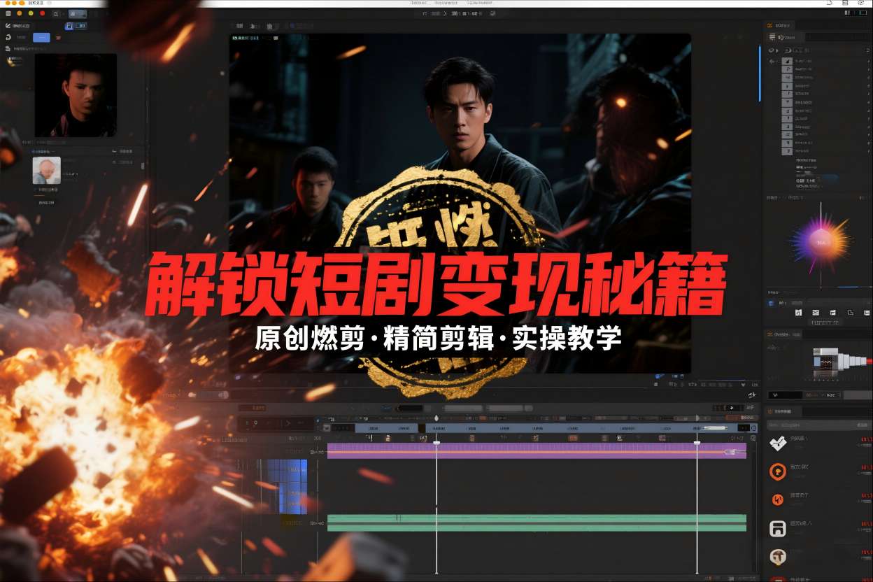 短剧拉新之原创燃剪精简剪辑实操课，解锁短剧变现秘籍-冒泡网