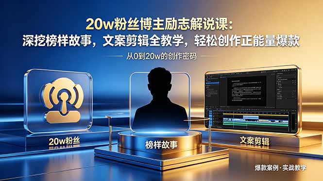 20w粉丝博主励志解说课：深挖榜样故事，文案剪辑全教学，轻松创作正能量爆款-冒泡网