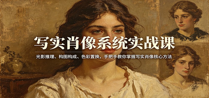 写实肖像系统实战课：光影推理、构图构成、色彩置换，手把手教你掌握写实肖像核心方法-冒泡网