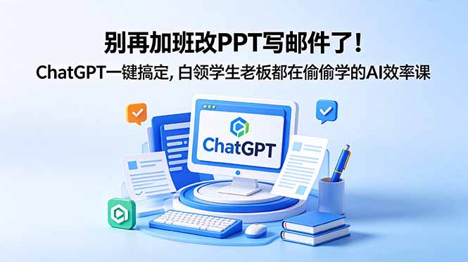 别再加班改PPT写邮件了！ChatGPT一键搞定，白领学生老板都在偷偷学的AI效率课-冒泡网