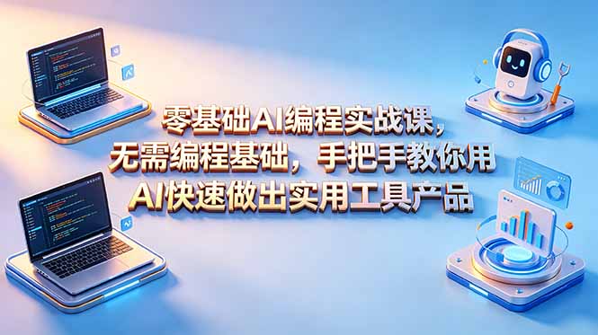 零基础AI编程实战课-更新，无需编程基础，手把手教你用AI快速做出实用工具产品-冒泡网