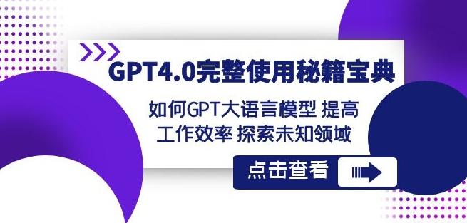 GPT4.0完整使用-秘籍宝典：如何GPT大语言模型提高工作效率探索未知领域-冒泡网