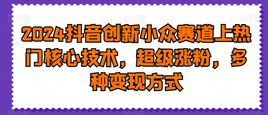 2024抖音创新小众赛道上热门核心技术，超级涨粉，多种变现方式【揭秘】-冒泡网