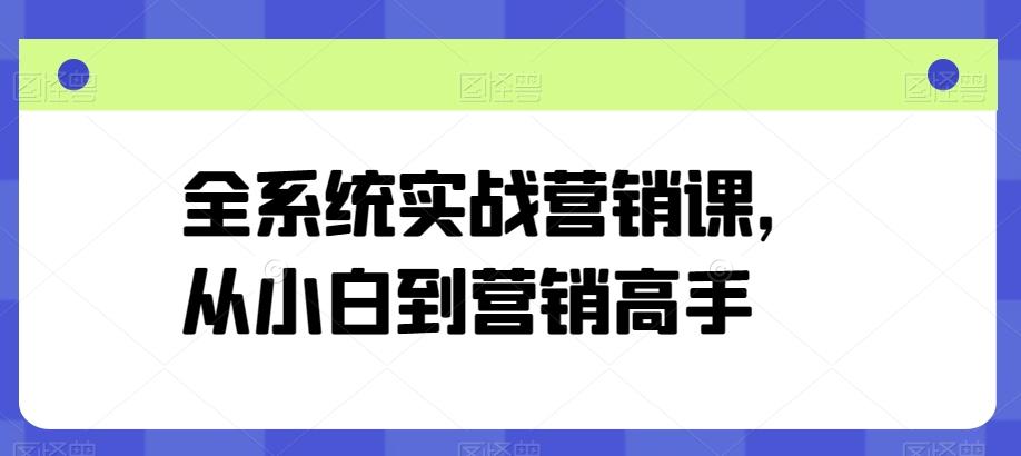 全系统实战营销课，从小白到营销高手-冒泡网