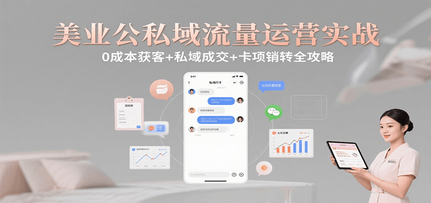 美业公私域流量运营实战：0成本获客+私域成交+卡项销转全攻略-冒泡网