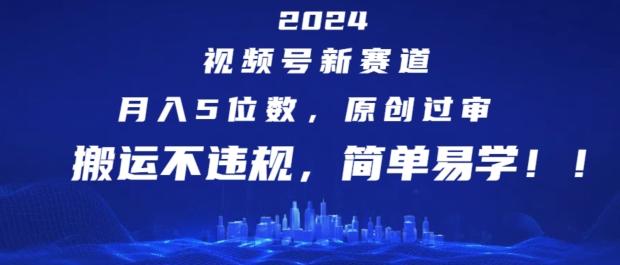 2024视频号新赛道，月入5位数+，原创过审，搬运不违规，简单易学【揭秘】-冒泡网