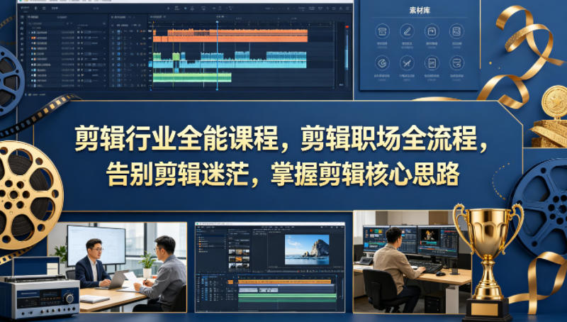 剪辑行业全能课程，剪辑职场全流程，告别剪辑迷茫，掌握剪辑核心思路-冒泡网