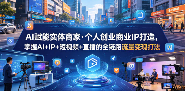 AI赋能实体商家·个人创业商业IP打造，掌握AI+IP+短视频+直播的全链路流量变现打法-冒泡网
