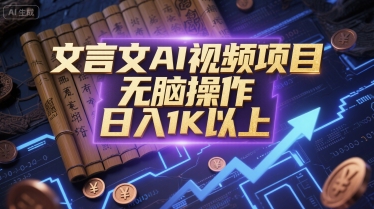 文言文AI视频项目，无脑操作，日入1K以上-冒泡网
