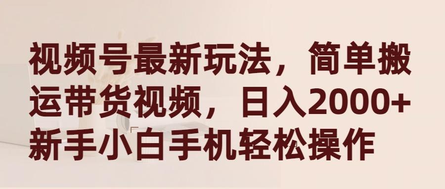 (9486期)视频号最新玩法，简单搬运带货视频，日入2000+，新手小白手机轻松操作-冒泡网