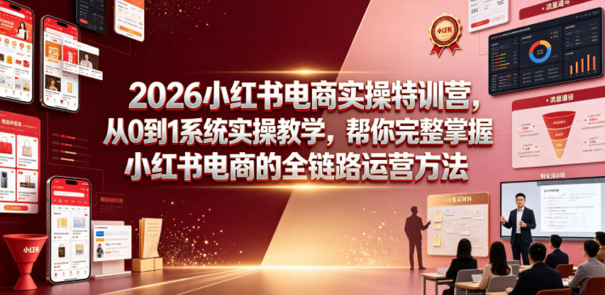 2026小红书电商实操特训营，从0到1系统实操教学，帮你完整掌握小红书电商的全链路运营方法-冒泡网