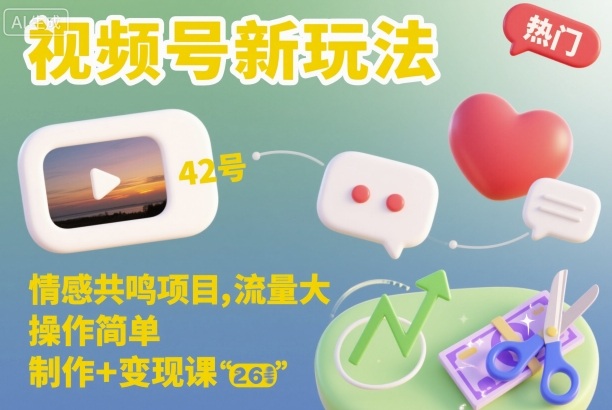 8880ac0ffd291ef2037b87da2a2896d7.jpeg 视频号新玩法,情感共鸣项目,流量大,操作简单,制作+变现课
