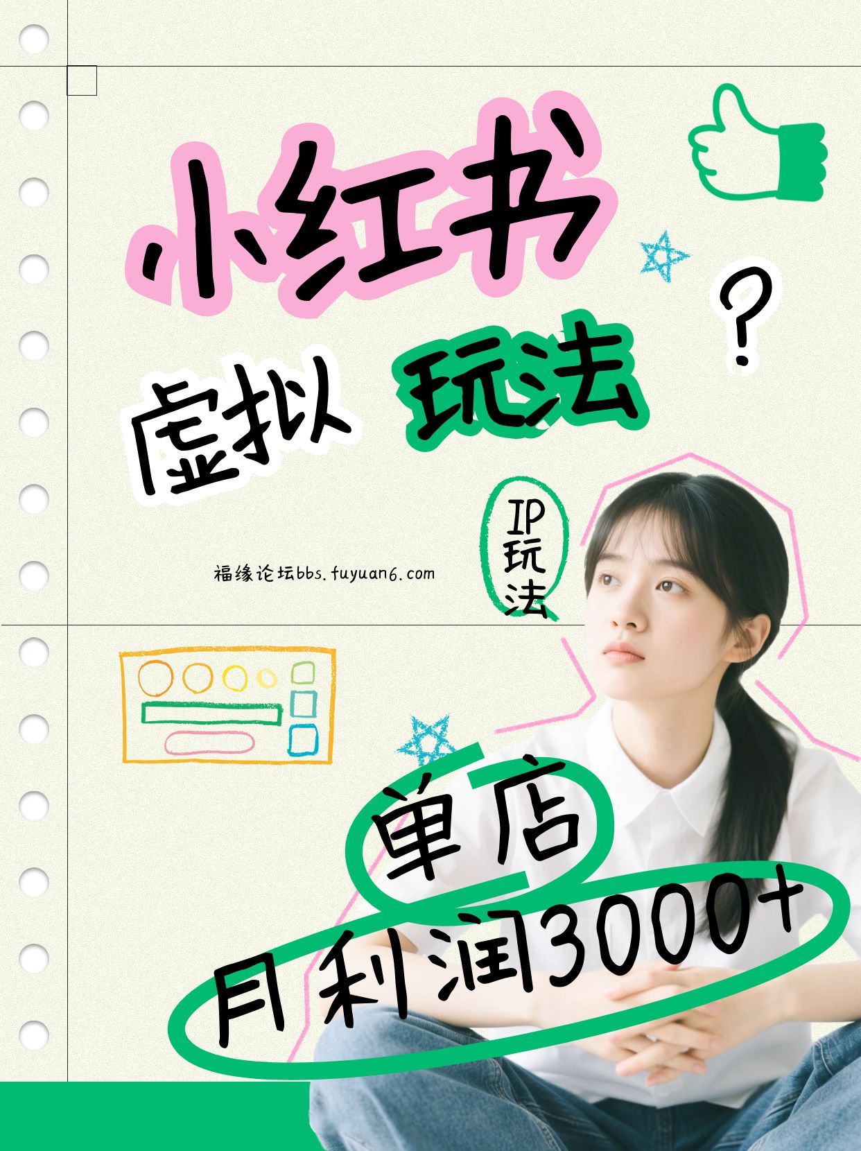 小红书虚拟玩法(铺货流和单品玩法)，单店月利润3000+，IP打法+原创商品(0违规)-冒泡网