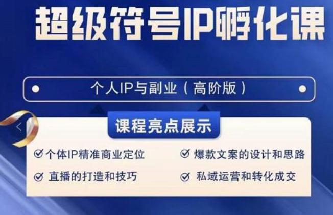超级符号IP孵化高阶课，建立流量思维底层逻辑，打造属于自己IP（51节课）-冒泡网