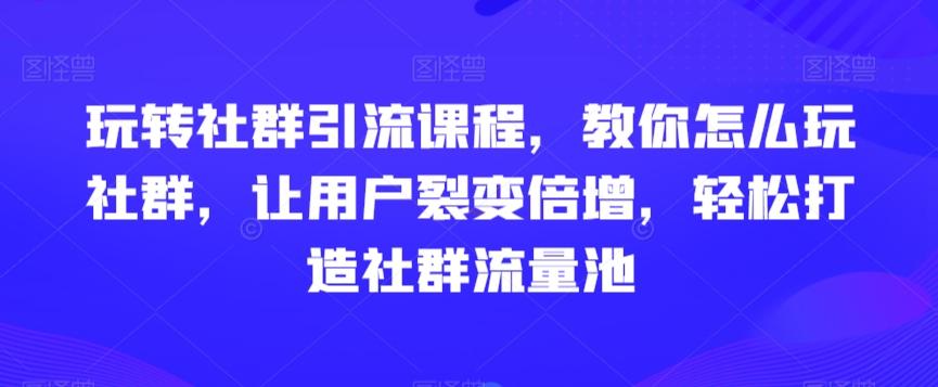 玩转社群引流课程，教你怎么玩社群，让用户裂变倍增，轻松打造社群流量池-冒泡网