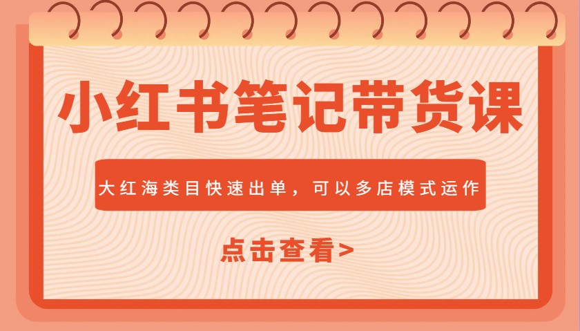 小红书笔记带货课，大红海类目快速出单，市场大，可以多店模式运作(更新)-冒泡网