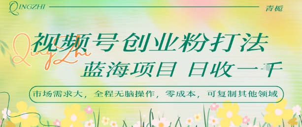 视频号创业粉打法，日入1k，蓝海项目，市场需求大，全程无脑操作，可复制-冒泡网