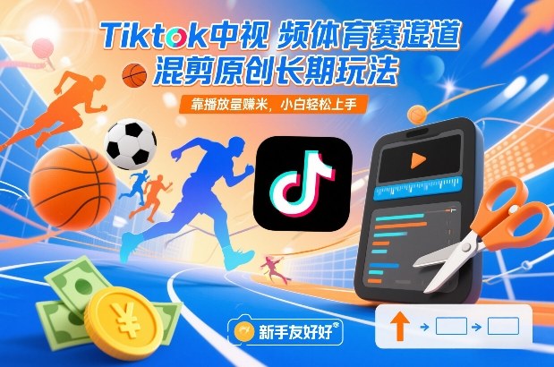 Tiktok中视频体育赛道混剪原创长期玩法，靠播放量賺米，小白轻松上手-冒泡网
