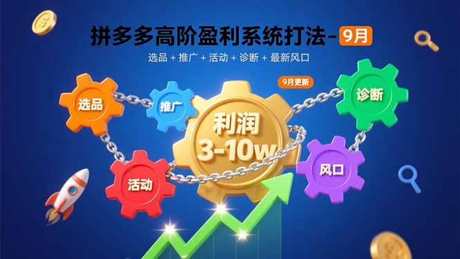 拼多多高阶盈利系统打法-9月：选品+推广+活动+诊断+最新风口，月利润3-10w-冒泡网