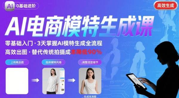 AI模特进阶课程，0基础高效生成逼真电商模特图-冒泡网