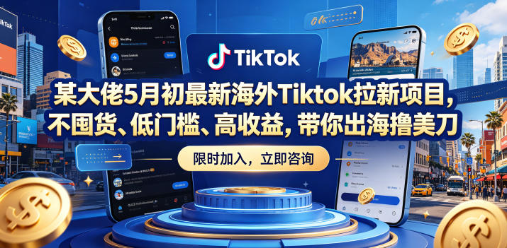 某大佬5月初最新海外Tiktok拉新项目，不囤货、低门槛、高收益，带你出海撸美刀-冒泡网