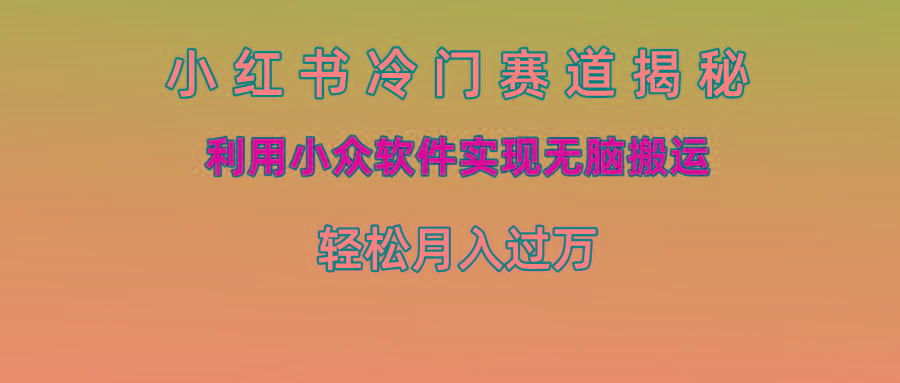 小红书冷门赛道揭秘,利用小众软件实现无脑搬运，轻松月入过万-冒泡网