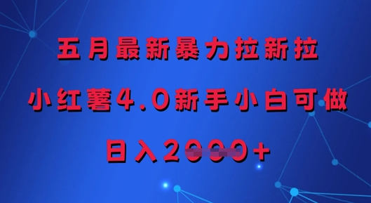 五月最新暴力拉新拉，小红薯4.0新手小白可做，日入多张-冒泡网