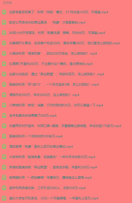 (9607期)真实有效391套商业模式，年入几十到几百万案例解析(电子书+视频+图文)