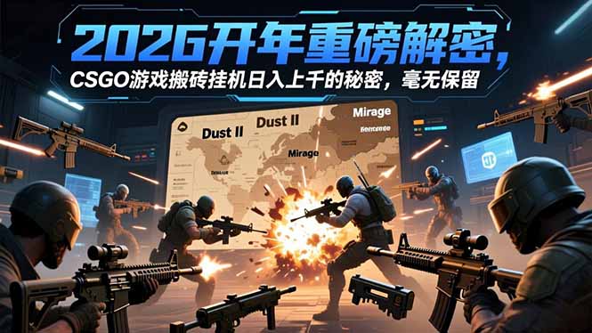 2026开年重磅解密，CSGO游戏搬砖挂机日入上千的秘密，毫无保留-冒泡网