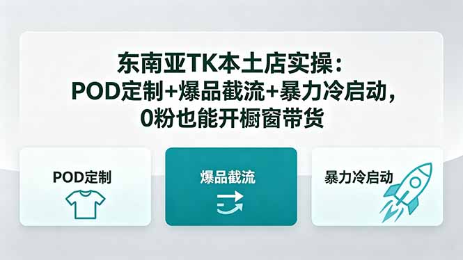 东南亚TK本土店实操-5月更新：POD定制+爆品截流+暴力冷启动，0粉也能开橱窗带货-冒泡网