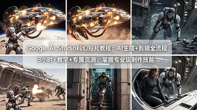 Google AI Studio科幻短片教程：AI生成+剪辑全流程，3小时+教学+专属资源，掌握专业级制作技能-冒泡网