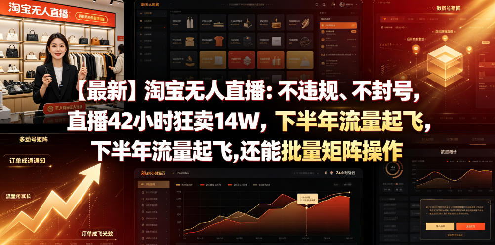 【最新】淘宝无人直播：不违规、不封号，直播42小时狂卖14W，下半年流量起飞，还能批量矩阵操作【揭秘】-冒泡网