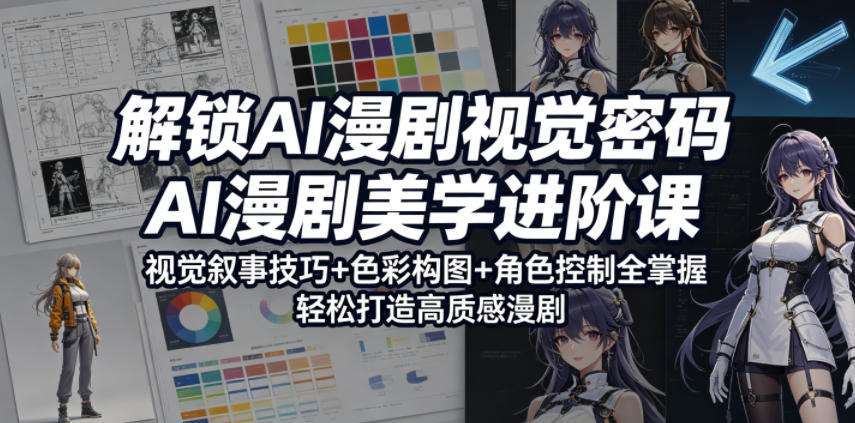 解锁AI漫剧视觉密码，AI漫剧美学进阶课，视觉叙事技巧+色彩构图+角色控制全掌握，轻松打造高质感漫剧-冒泡网
