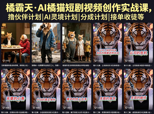 94c5087e78da166a07885a7397c725a6.jpeg 橘霸天·AI橘猫短剧视频创作实战课,撸伙伴计划|AI灵境计划|分成计划|接单收徒等