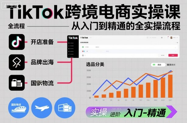 TikTok跨境电商实操课，从入门到精通的全实操流程-冒泡网
