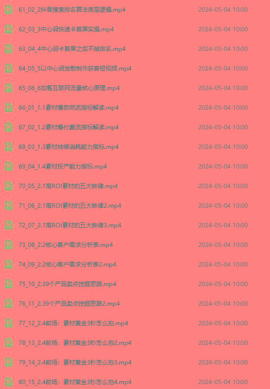 2024单品正价起号，直播素材投流选品：选品课+投流课+素材课+卡首屏/100节