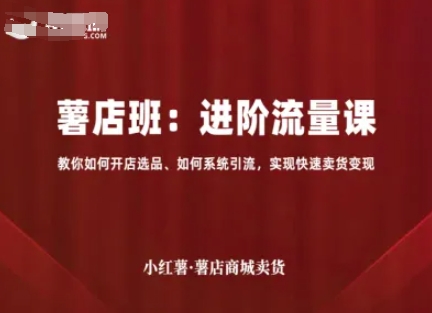 小红薯薯店商城卖货，进阶流量课，教你如何开店选品、如何系统引流，实现快速卖货变现-冒泡网