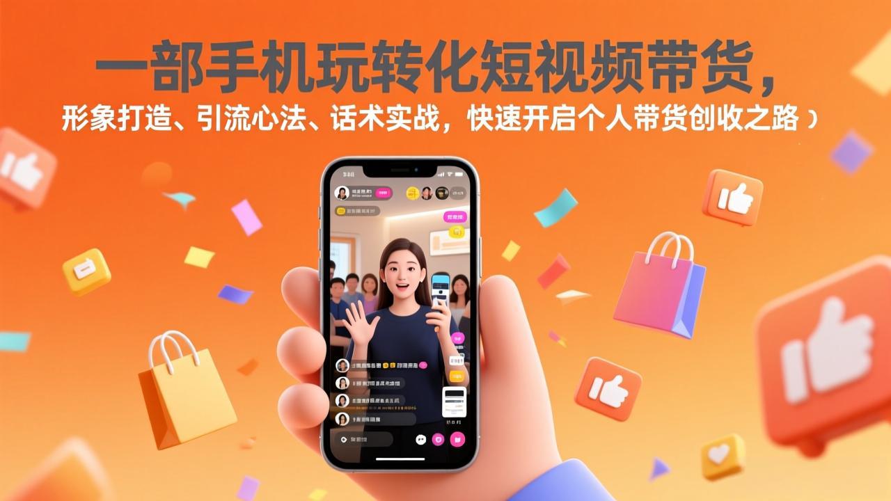一部手机玩转化短视频带货，形象打造、引流心法、话术实战，快速开启个人带货创收之路-冒泡网