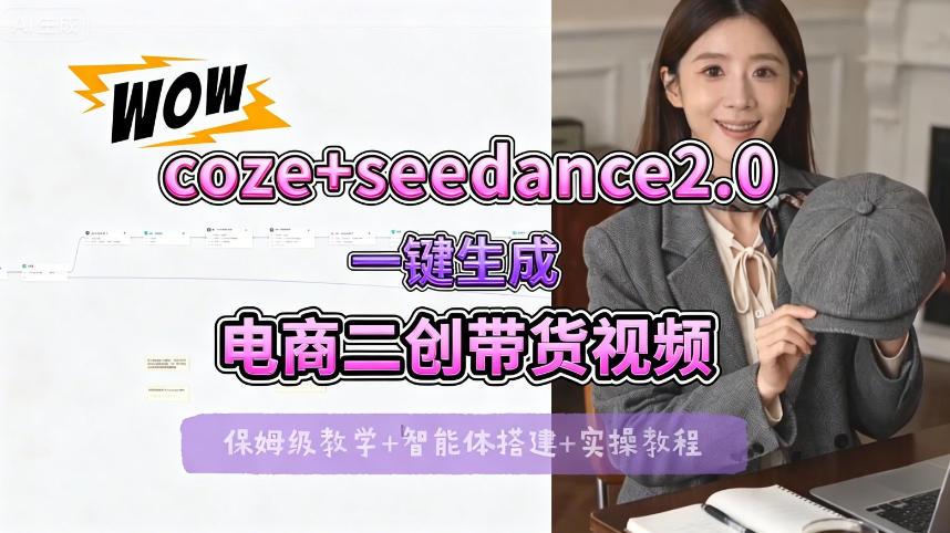 【Coze工作流搭建实操教程】seedance2.0+coze一键生成电商二创带货视频，全流程保姆级教学-冒泡网