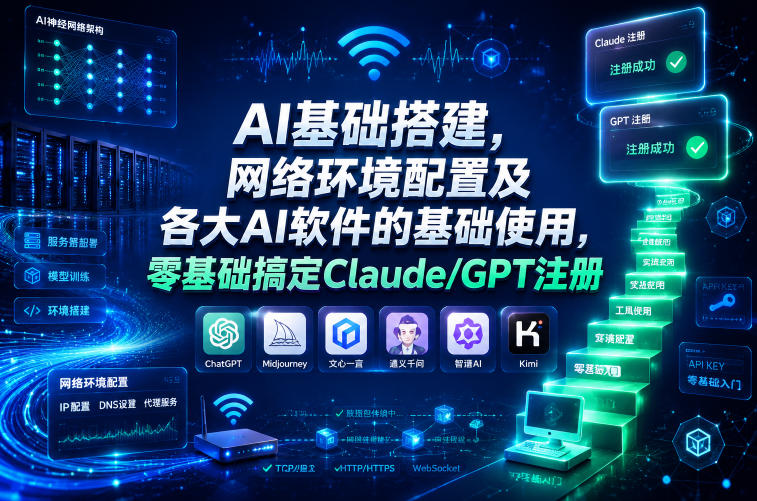 AI基础搭建，网络环境配置及各大AI软件的基础使用，零基础搞定Claude/GPT注册-冒泡网