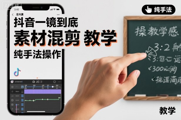 抖音一镜到底素材混剪教学，纯手法操作-冒泡网