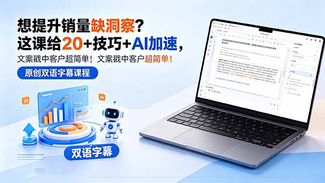 想提升销量缺洞察？这课给 20 + 技巧 + AI 加速，文案戳中客户超简单！【原创双语字幕】-冒泡网