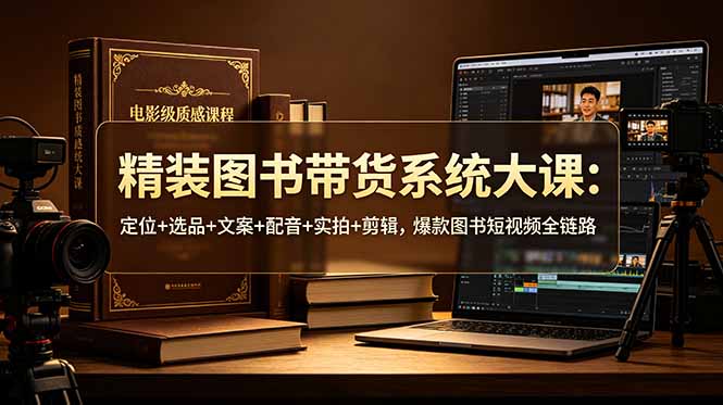 精装图书带货系统大课：定位+选品+文案+配音+实拍+剪辑，爆款图书短视频全链路-冒泡网