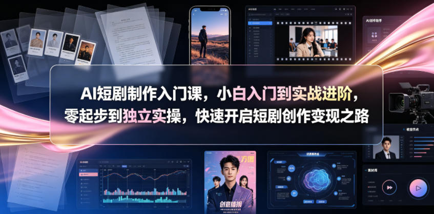 AI短剧制作入门课,小白入门到实战进阶,零起步到独立实操,快速开启短剧创作变现之路-冒泡网