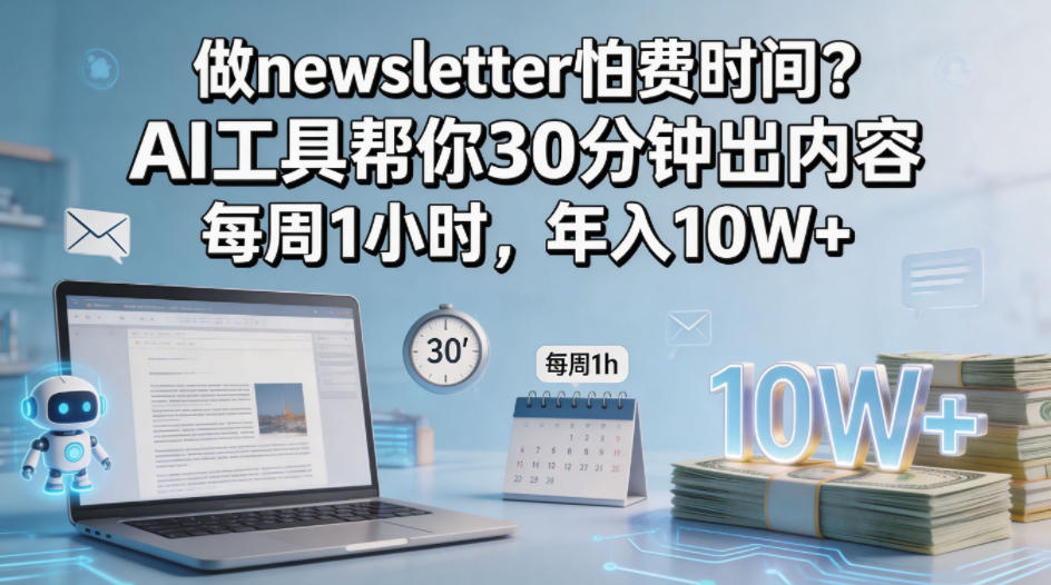 做newsletter怕费时间？AI工具帮你30分钟出内容，每周1小时，年入10W+！【原创双语字幕】-冒泡网