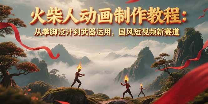 火柴人动画制作教程：从拳脚设计到武器运用，国风短视频新赛道-冒泡网